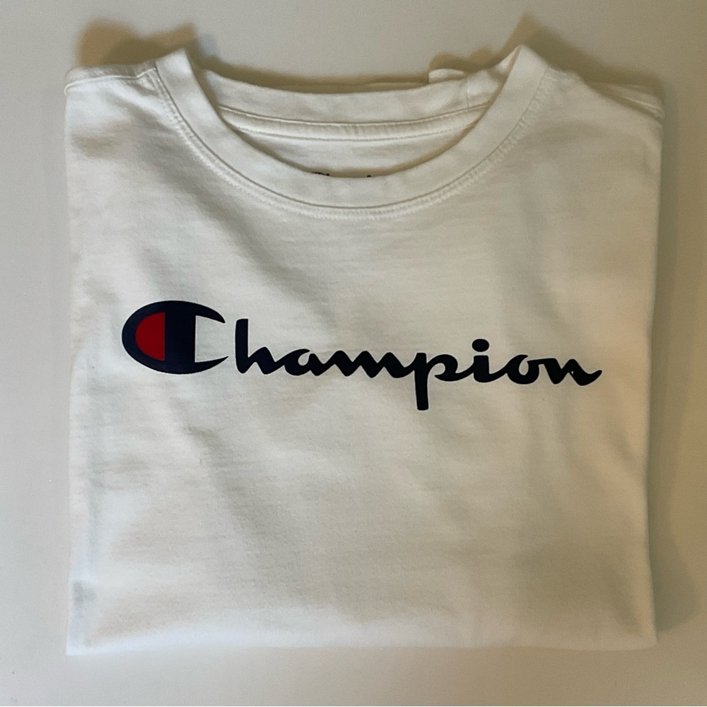 Champion White Logo Long Sleeve T-Shirt S